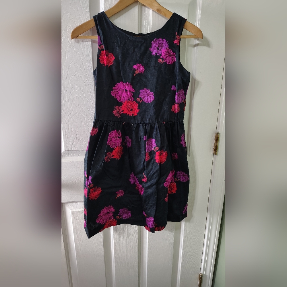 Floral Sleeveless GAP Kids Girl's Dress - Black Red Purple 12 Regular XL